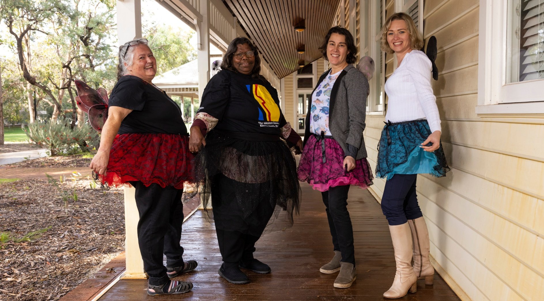 The Heavy Metal Tooth Fairies. From left, Dr Christine Jeffries-Stokes, Dr Annette Stokes, Dr Sarah Bourke, and Prof Yulia Shiikha at UWA Perth. Image courtesy of UWA.