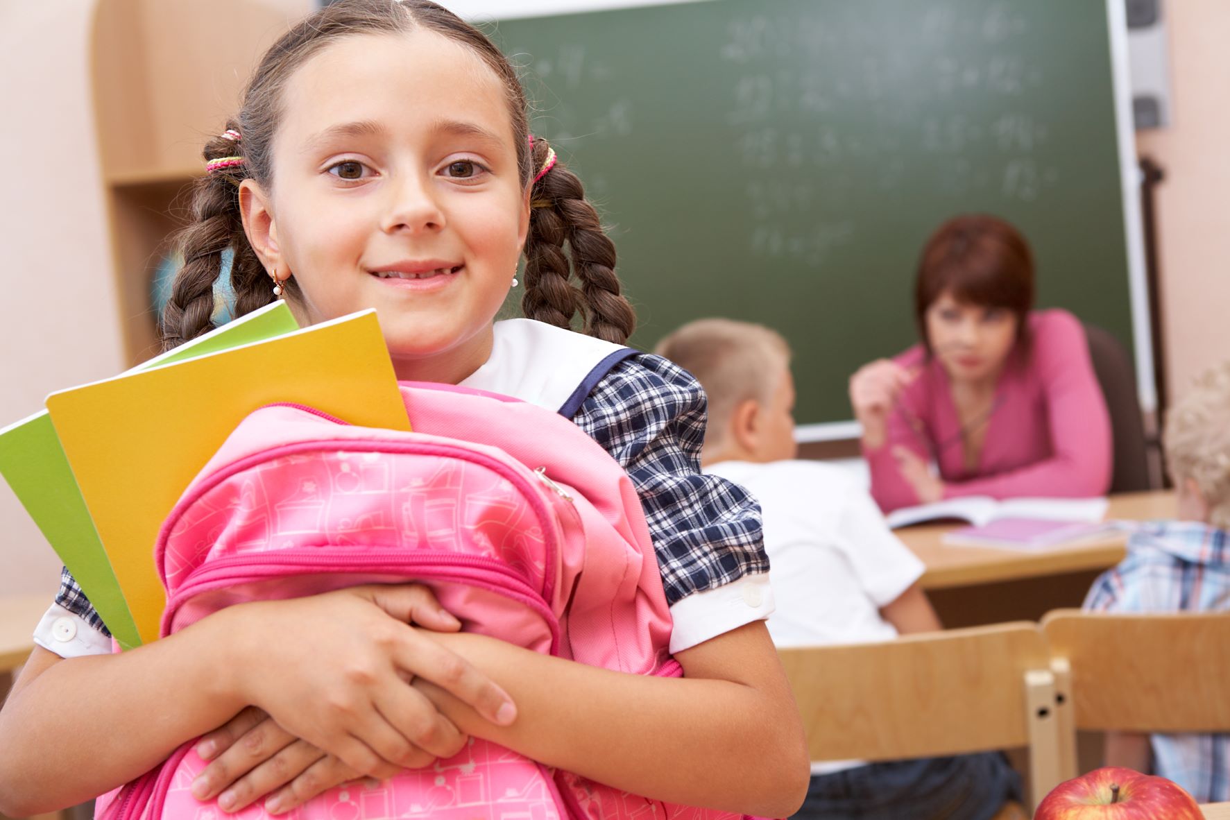 School girl with backpack